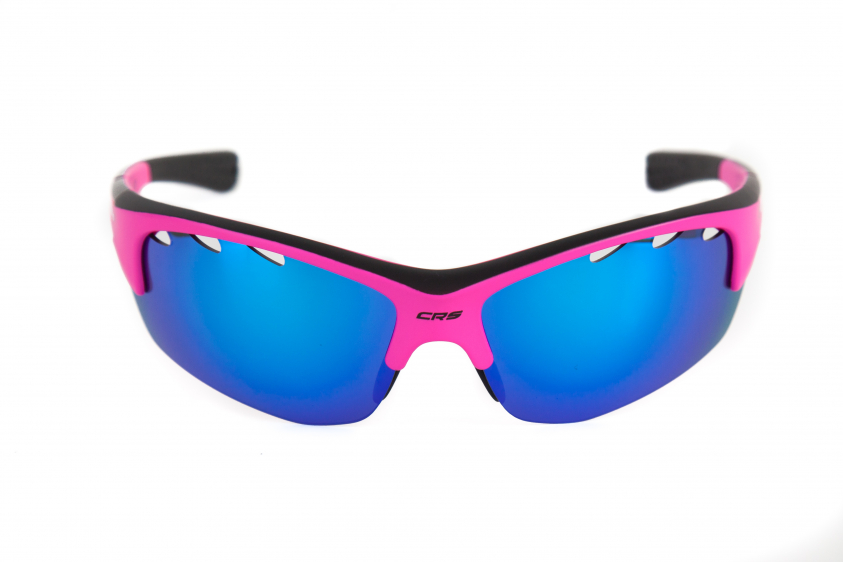 Brýle CRUSSIS růžové neon s modrými zrcadlo skly