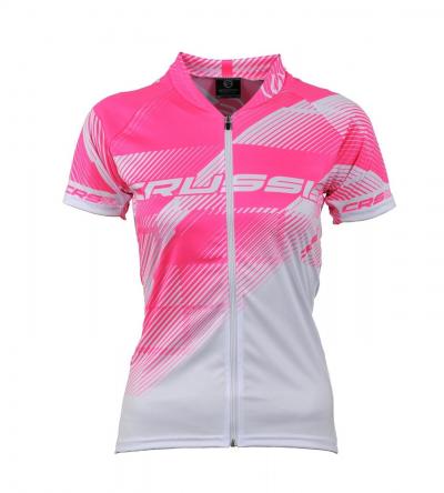 Crussis dámský cyklo-dress bílorůžová krátky rukáv