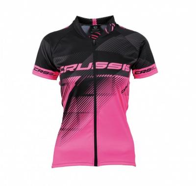 Dámský cyklistický dres Crussis, černá/růžová