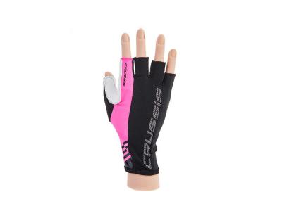 CRUSSIS cyklo rukavice čern&eacute;/růžov&aacute; fluo